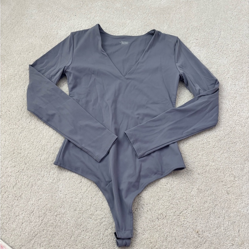 Amazon Gray Shapewear Bodysuit with V-Neck